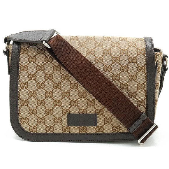 Gucci Shoulder GG Leather Brown Bag Khaki - Picture 2 of 9